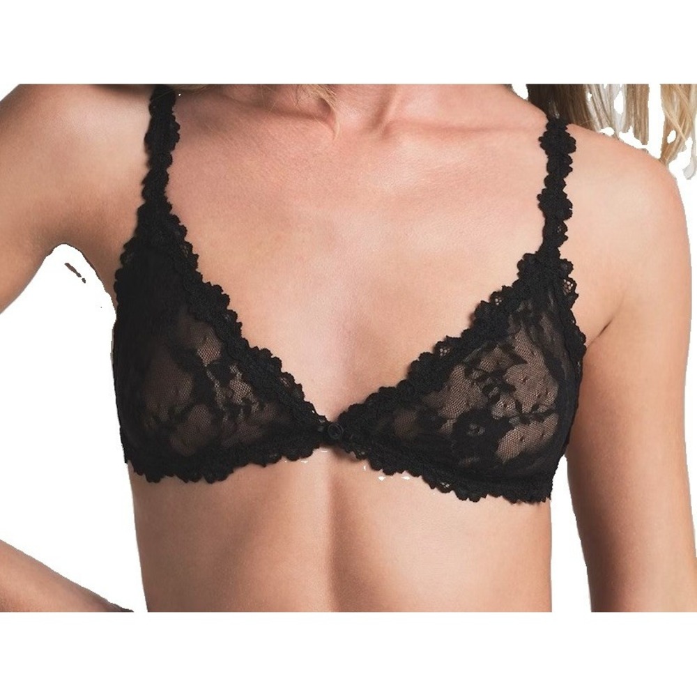 Skims Stretch Lace Triangle Bralette - NWT - Soot Black - XS